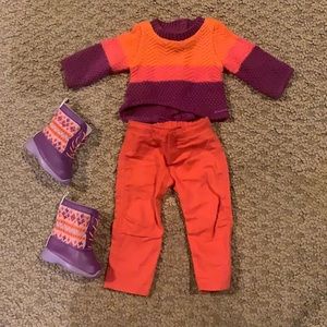 American Girl Doll Clothes WARM WINTER PURPLE AND ORANGE OUTFIT